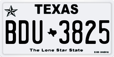 TX license plate BDU3825