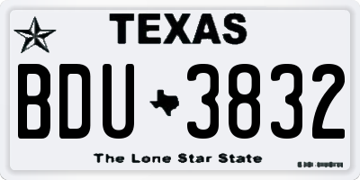 TX license plate BDU3832