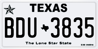 TX license plate BDU3835