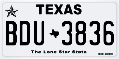 TX license plate BDU3836