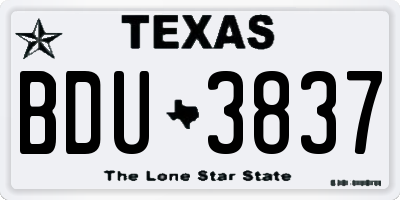 TX license plate BDU3837