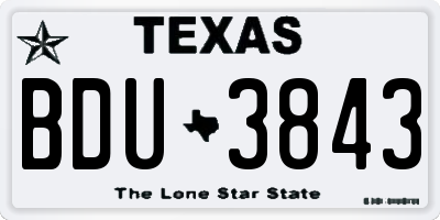 TX license plate BDU3843