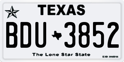 TX license plate BDU3852