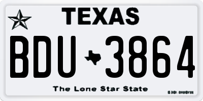 TX license plate BDU3864