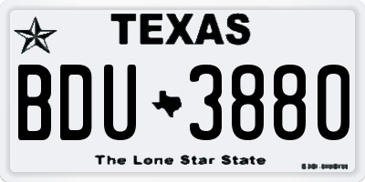 TX license plate BDU3880