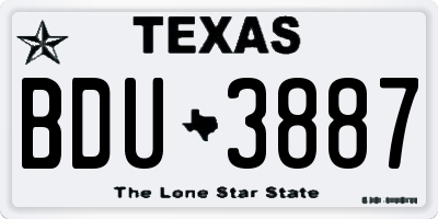 TX license plate BDU3887