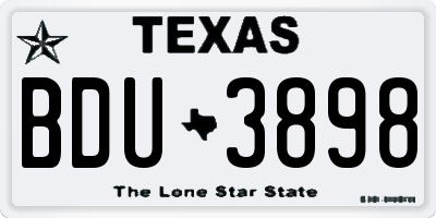 TX license plate BDU3898