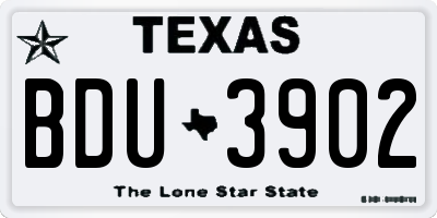 TX license plate BDU3902