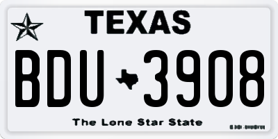 TX license plate BDU3908