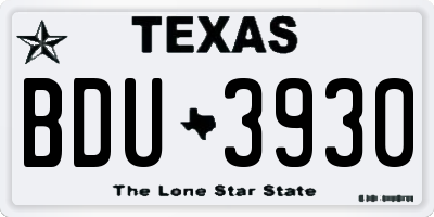 TX license plate BDU3930