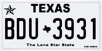 TX license plate BDU3931