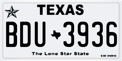 TX license plate BDU3936
