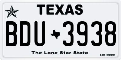 TX license plate BDU3938