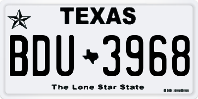 TX license plate BDU3968