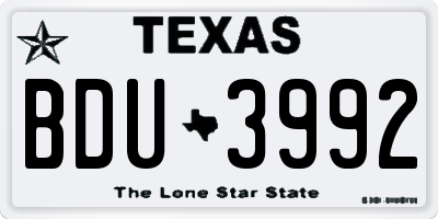 TX license plate BDU3992