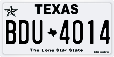TX license plate BDU4014