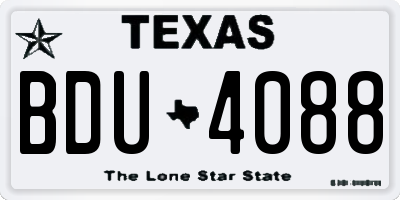 TX license plate BDU4088