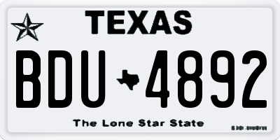 TX license plate BDU4892