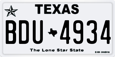TX license plate BDU4934