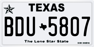 TX license plate BDU5807