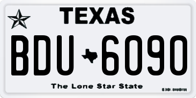 TX license plate BDU6090