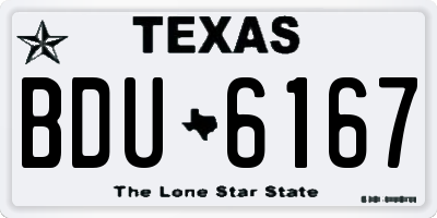 TX license plate BDU6167