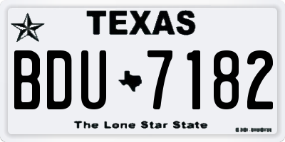 TX license plate BDU7182