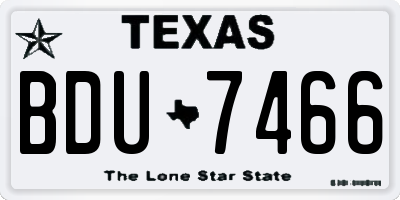 TX license plate BDU7466