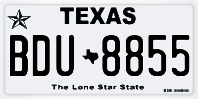 TX license plate BDU8855