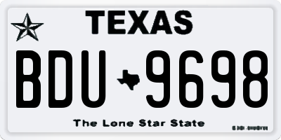 TX license plate BDU9698