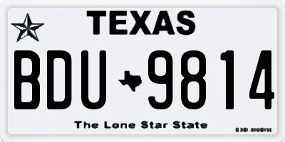 TX license plate BDU9814