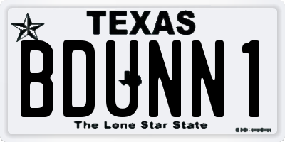 TX license plate BDUNN1