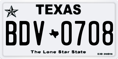 TX license plate BDV0708