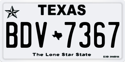 TX license plate BDV7367