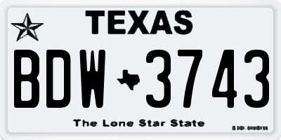 TX license plate BDW3743