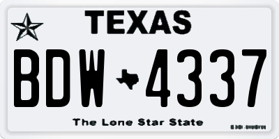 TX license plate BDW4337