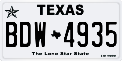 TX license plate BDW4935