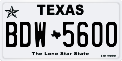 TX license plate BDW5600
