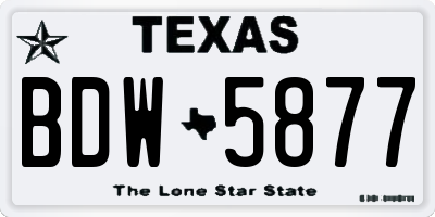 TX license plate BDW5877