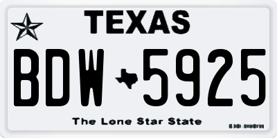 TX license plate BDW5925