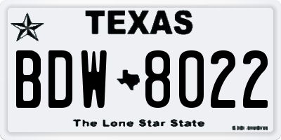 TX license plate BDW8022