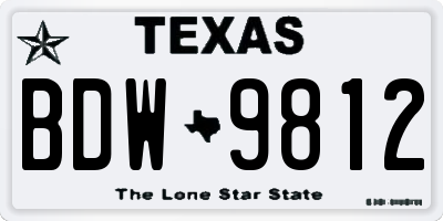 TX license plate BDW9812