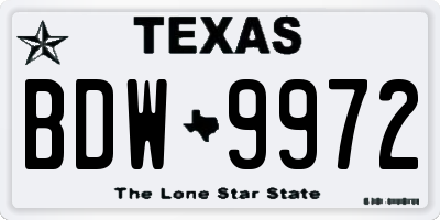 TX license plate BDW9972