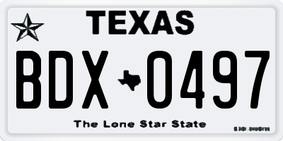 TX license plate BDX0497