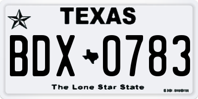 TX license plate BDX0783