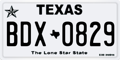 TX license plate BDX0829