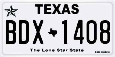TX license plate BDX1408