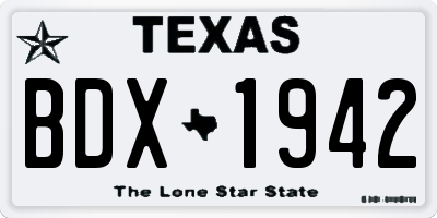TX license plate BDX1942