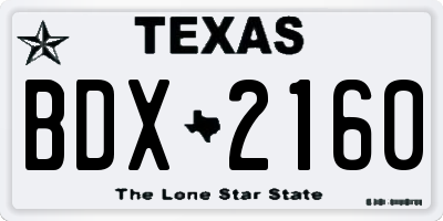 TX license plate BDX2160