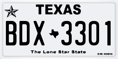 TX license plate BDX3301